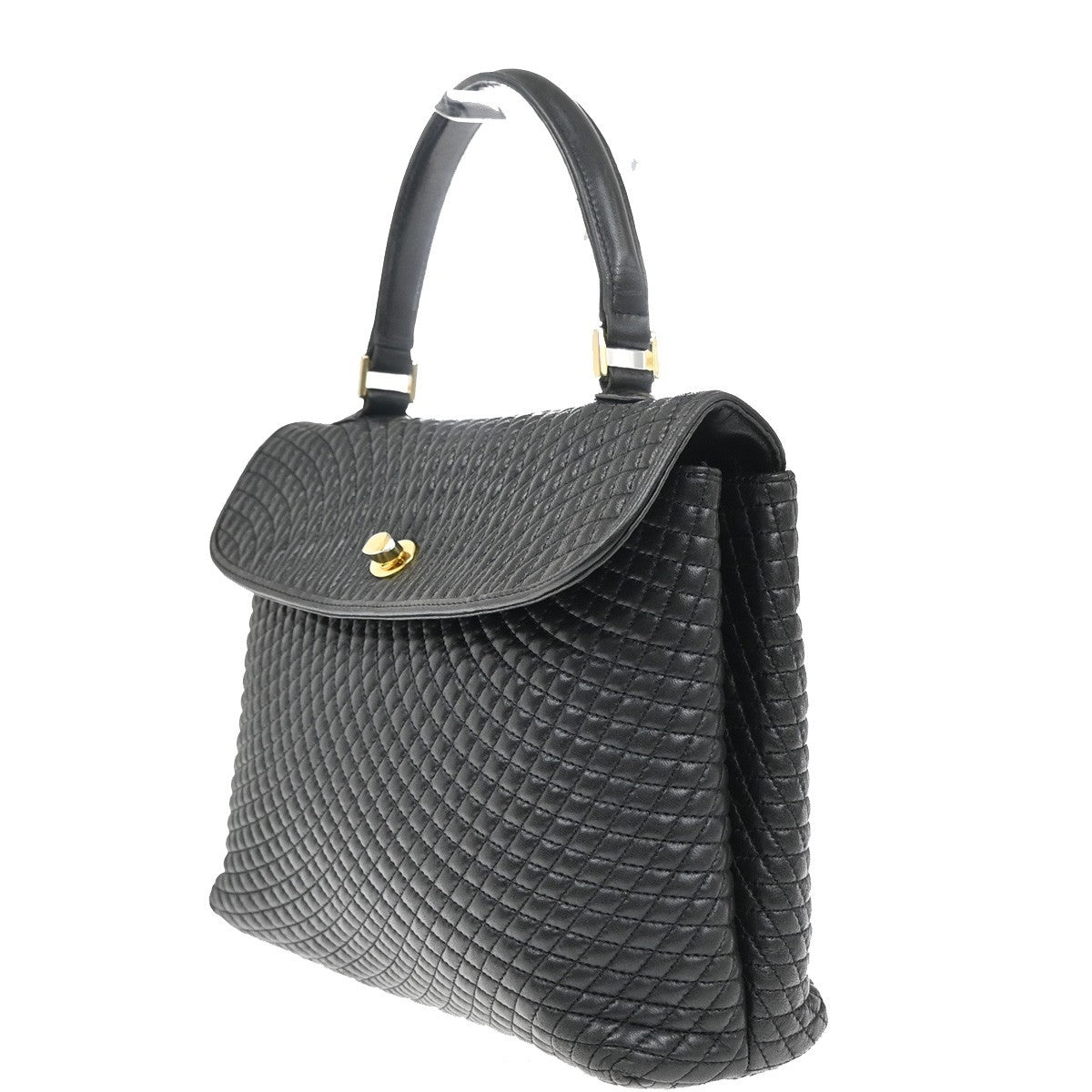 Bally Vintage Quilted Leather Black Leather Handbag (Pre-Owned)
