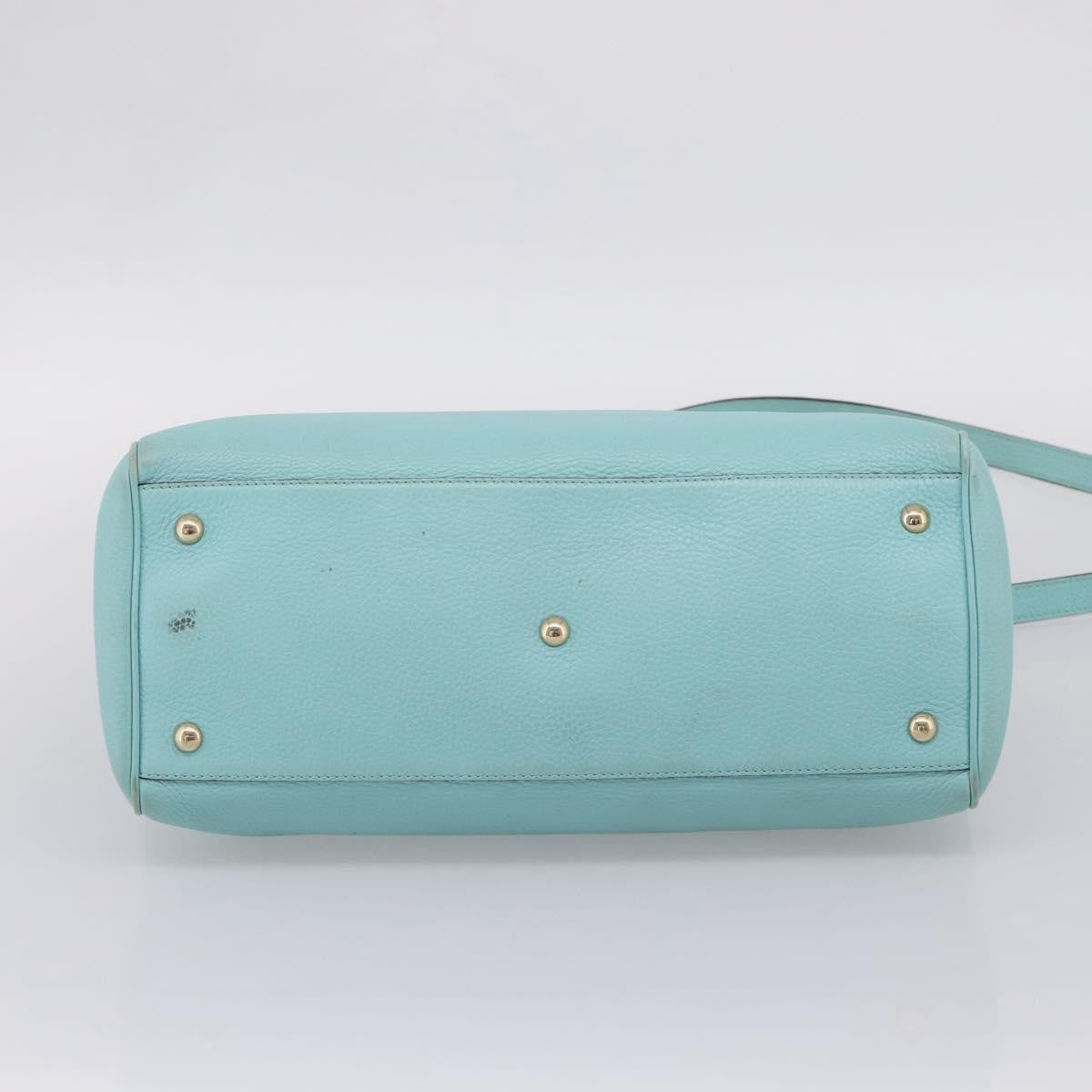 Gucci Bamboo Shopper Leather Blue Leather Tote Bag Bag (Pre-Owned)