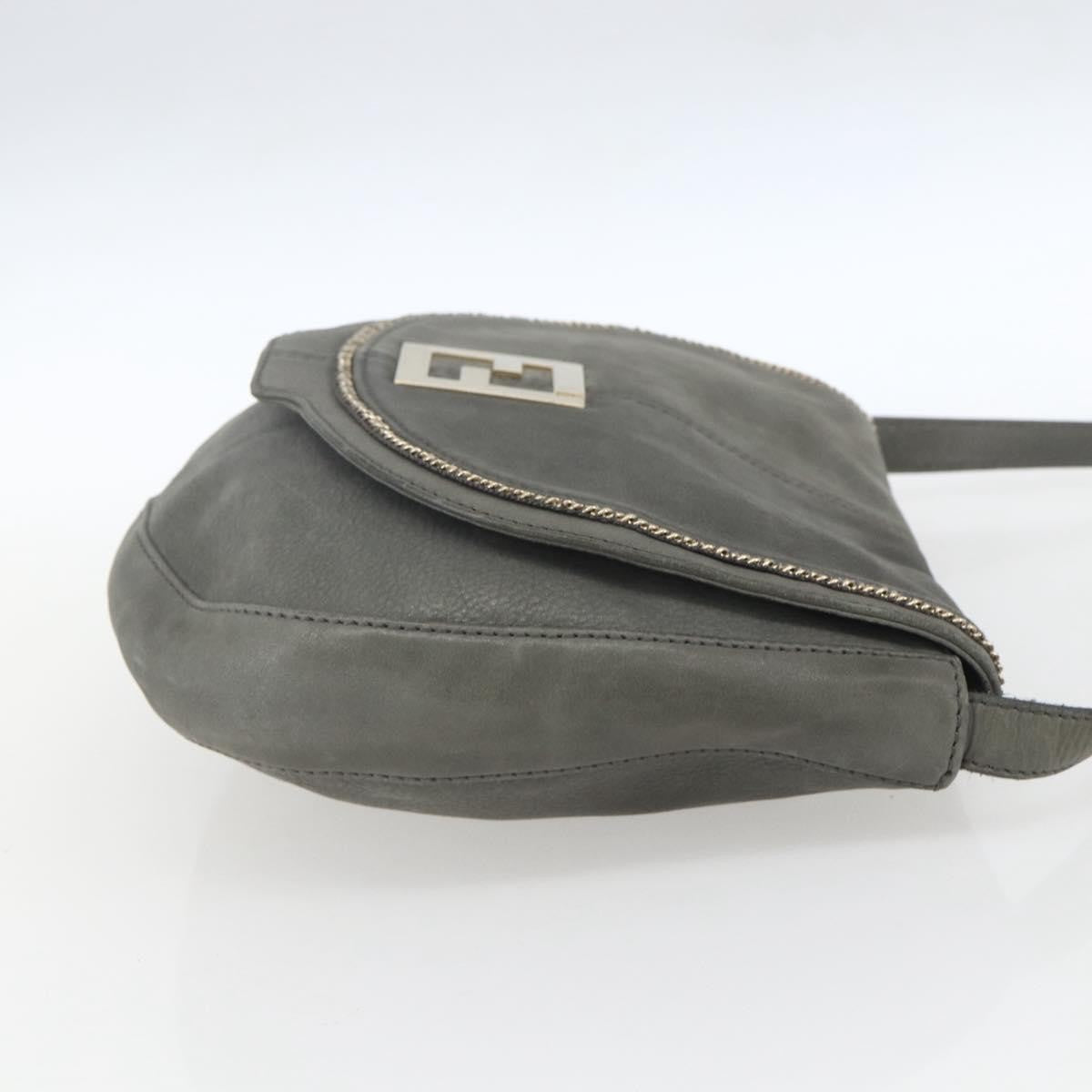 Fendi Shoulder Leather Gray Leather Shoulder Bag Bag (Pre-Owned)