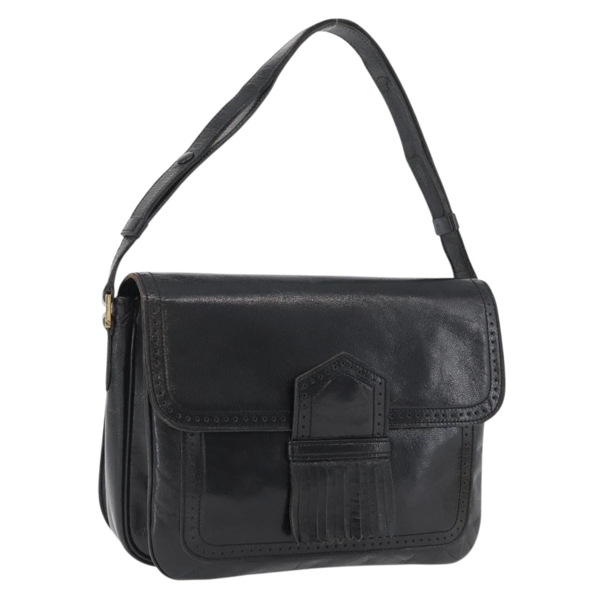 Saint Laurent Vintage Leather Black Leather Shoulder Bag Bag (Pre-Owned)