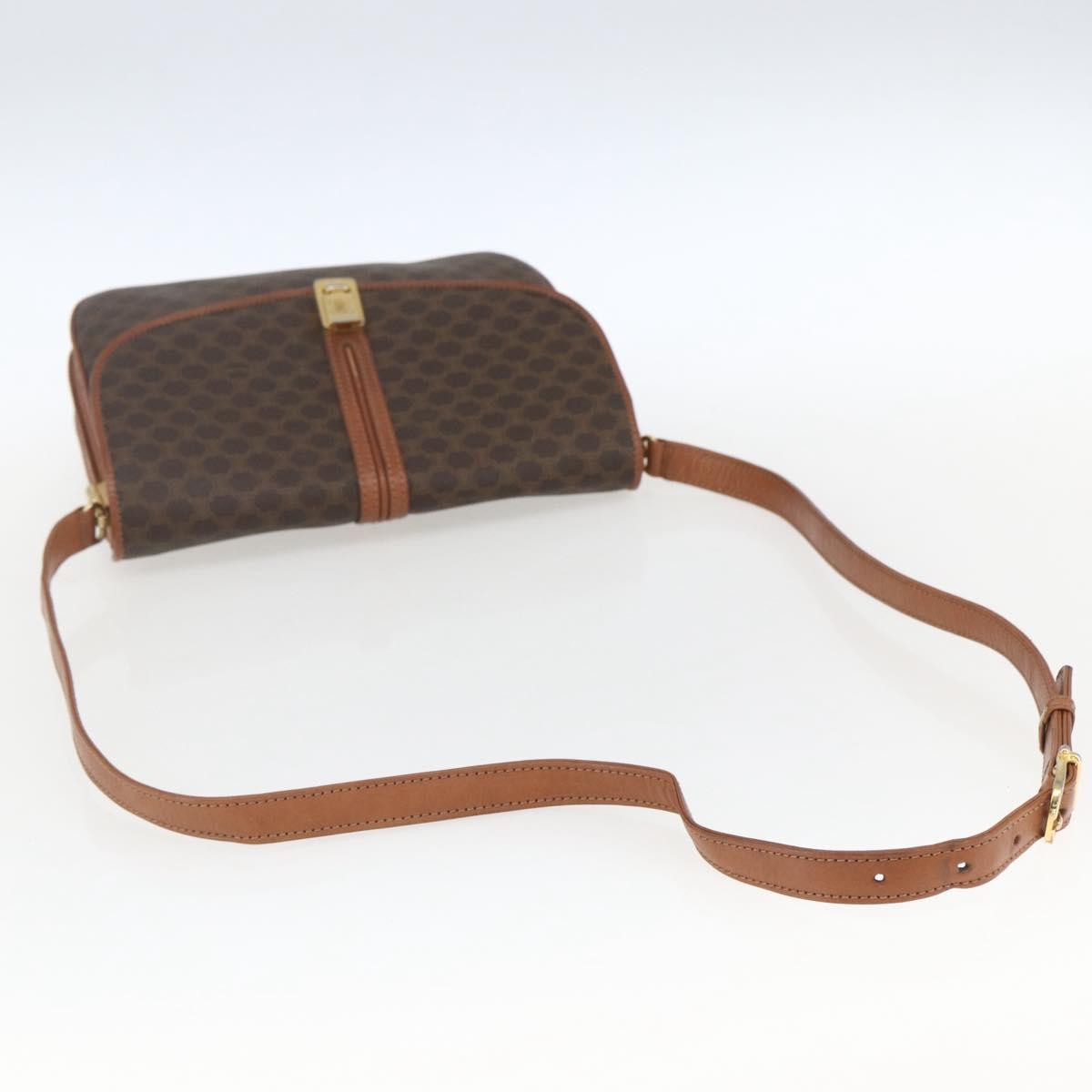 Celine Vintage Macadam Canvas And Leather Brown Canvas Shoulder Bag Bag (Pre-Owned)