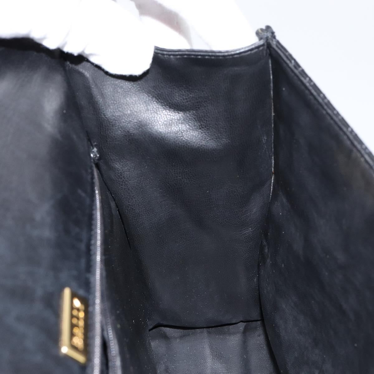 Bally Vintage Flap Quilted Leather Black Leather Handbag (Pre-Owned)