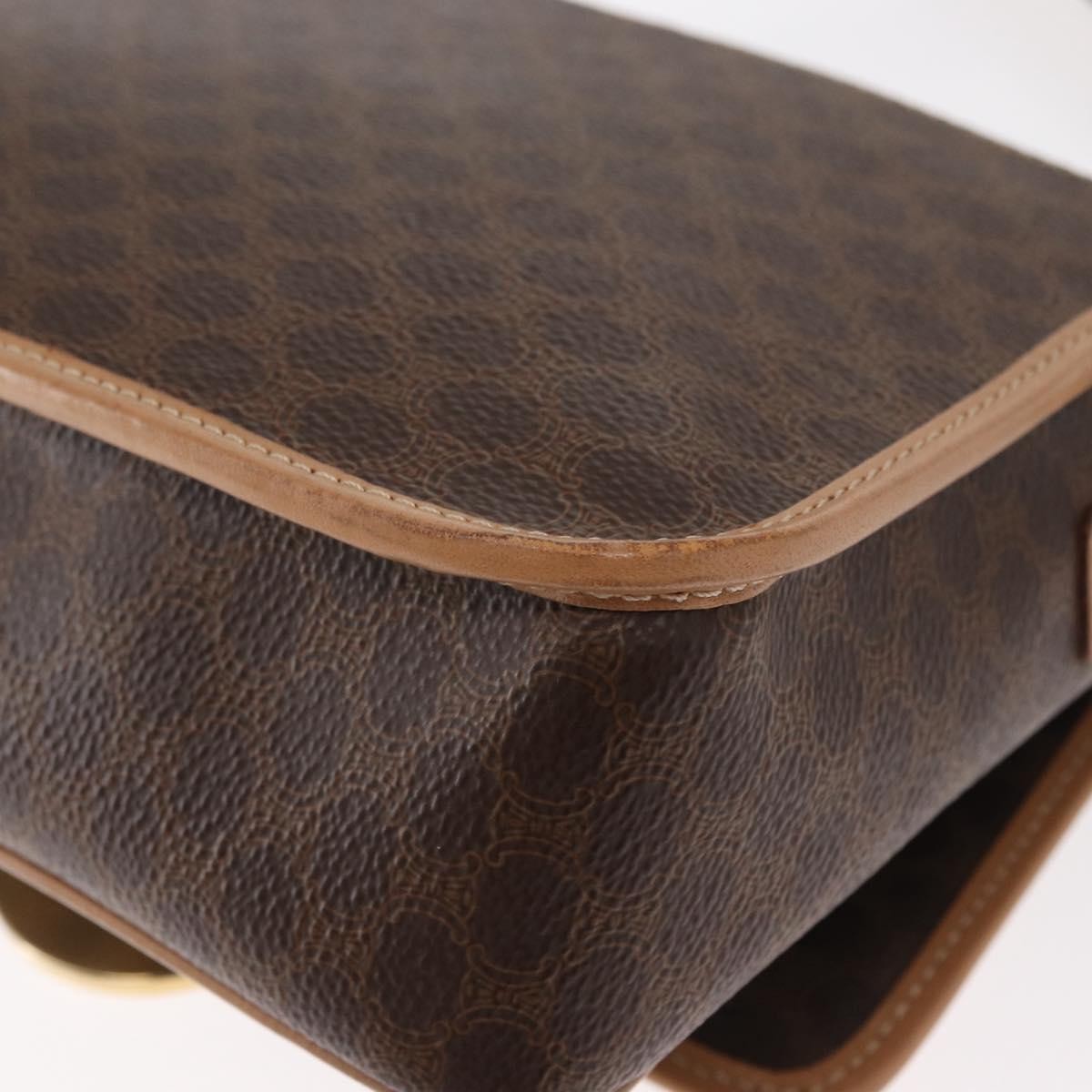 Celine Vintage Macadam Circle Logo Canvas And Leather Brown Canvas Shoulder Bag Bag (Pre-Owned)