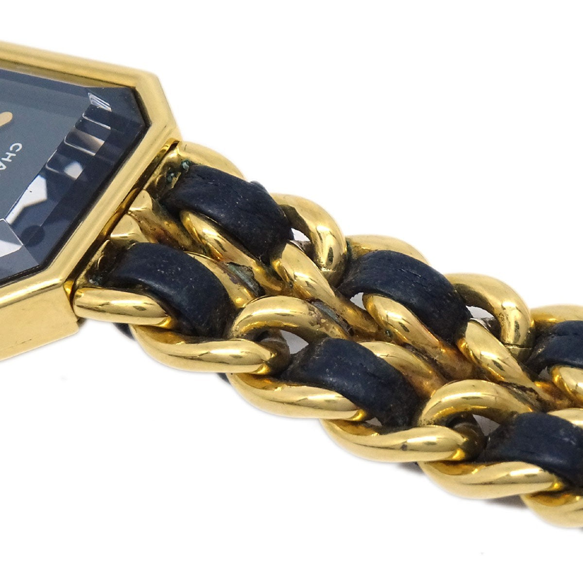 Chanel Premiere Rock Quartz Plated Metal And Leather Watch (Pre-Owned)