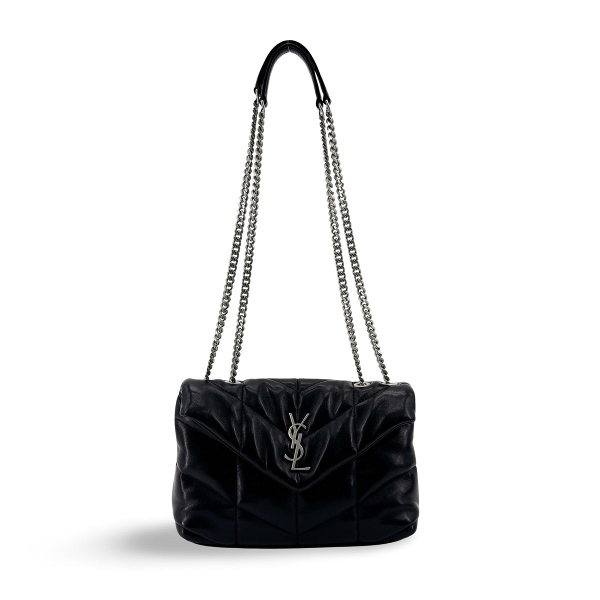 Saint Laurent Loulou Puffer Quilted Leather Black Leather Shoulder Bag Bag (Pre-Owned)