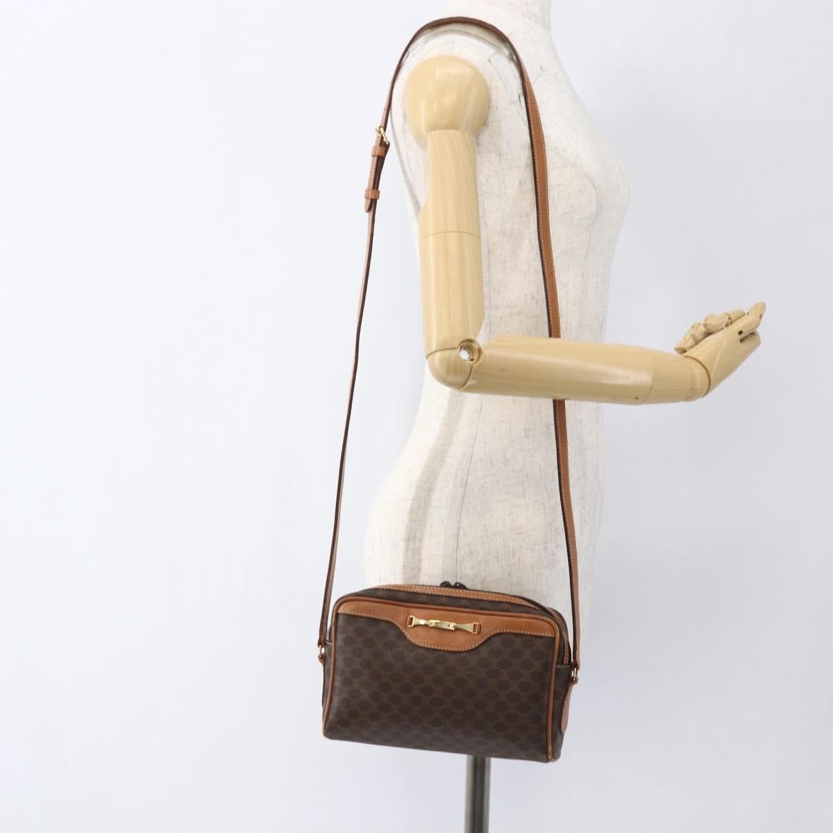 Celine Vintage Macadam Canvas And Leather Brown Canvas Shoulder Bag Bag (Pre-Owned)