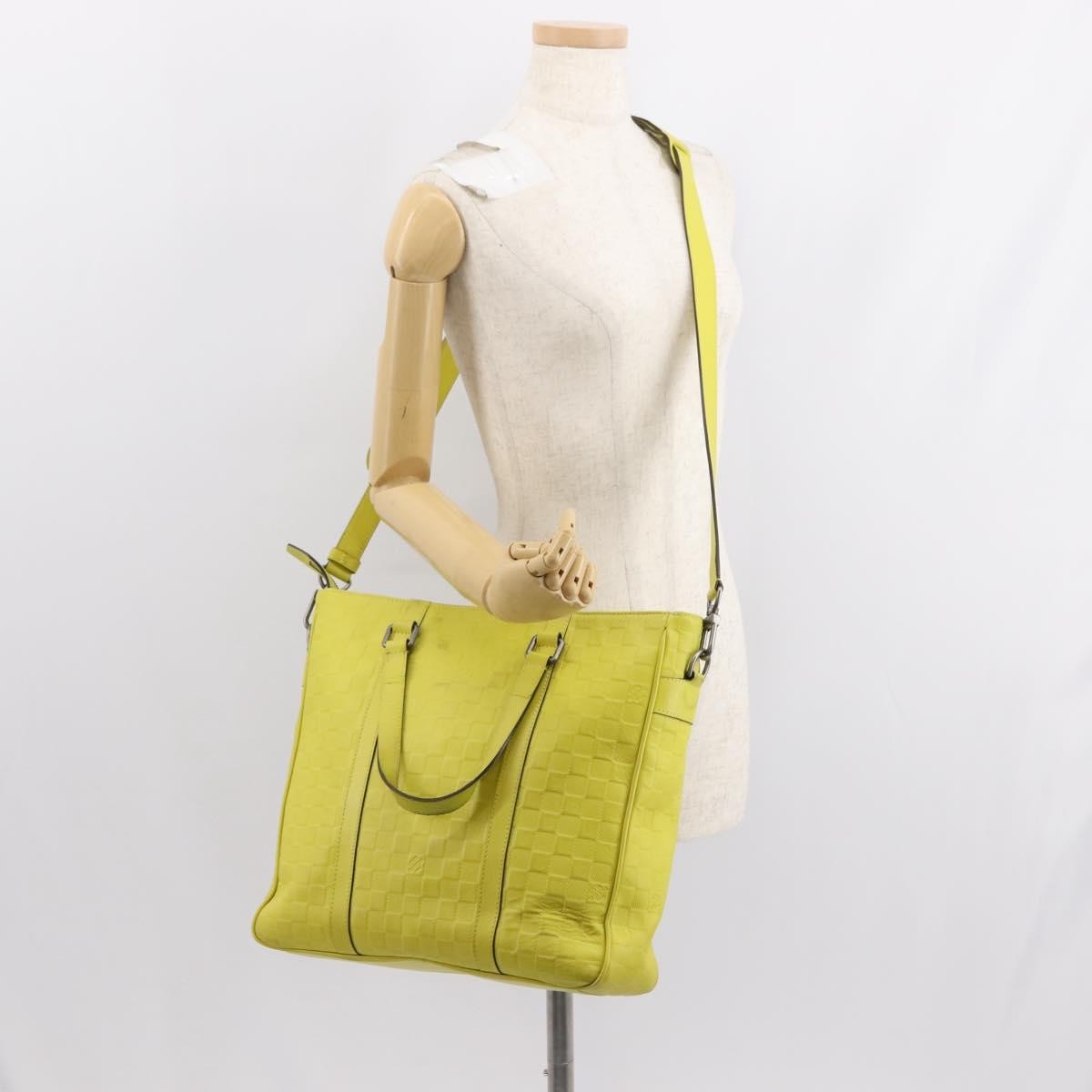 Louis Vuitton Tadao Damier Infini Leather Yellow Leather Handbag (Pre-Owned)