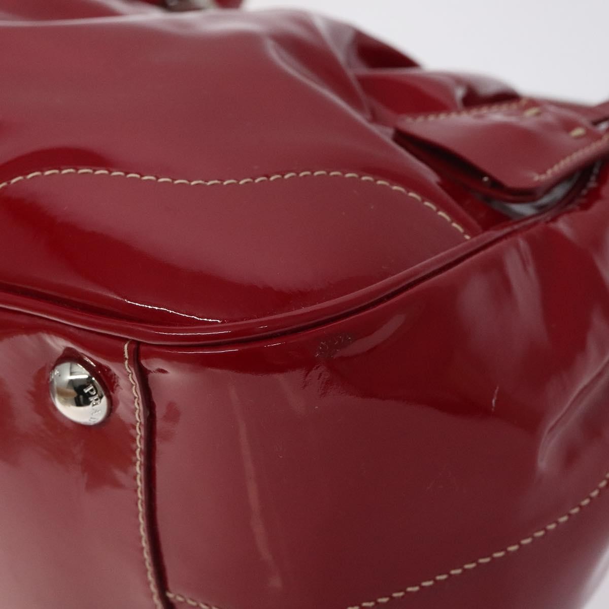 Prada Vintage Patent Leather Red Patent_Leather Handbag (Pre-Owned)