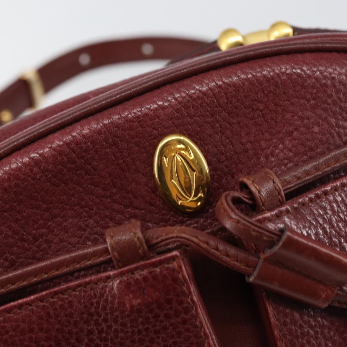 Cartier Tasseled Must De Cartier Leather Burgundy Leather Shoulder Bag Bag (Pre-Owned)