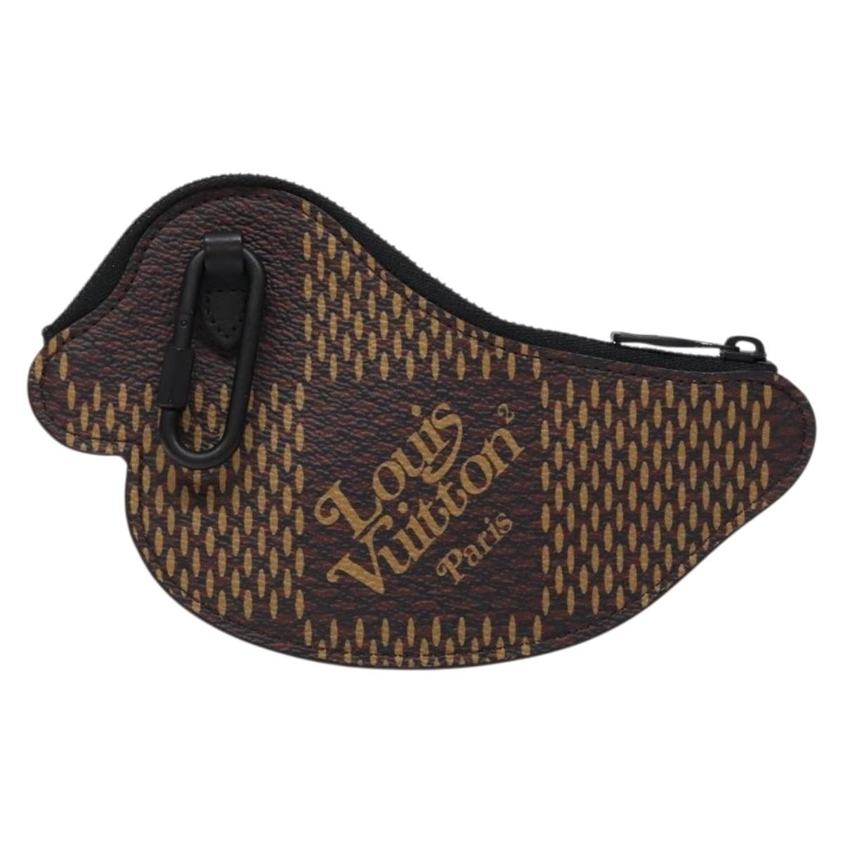 Louis Vuitton Nigo Duck Coin Holder Printed Leather And Limited Edition Giant Damier Black Canvas Card Holders Accessory (Pre-Owned)