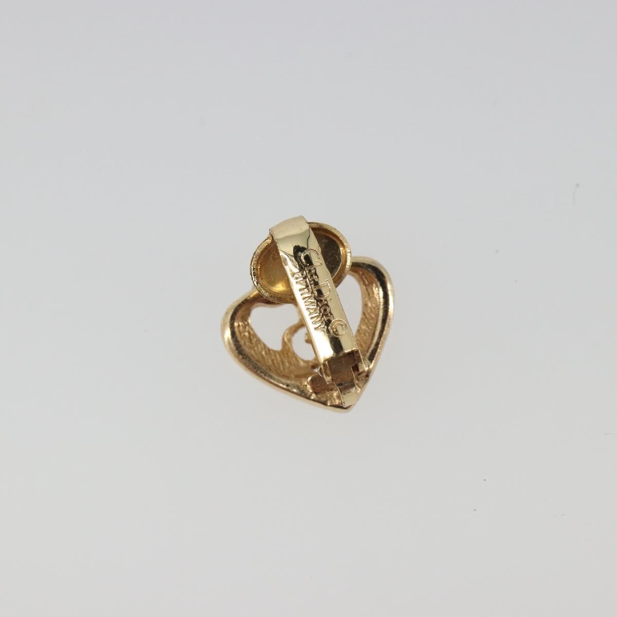 Christian Dior Vintage Heart Clip-On Metal Gold Gold Earrings Jewelry (Pre-Owned)