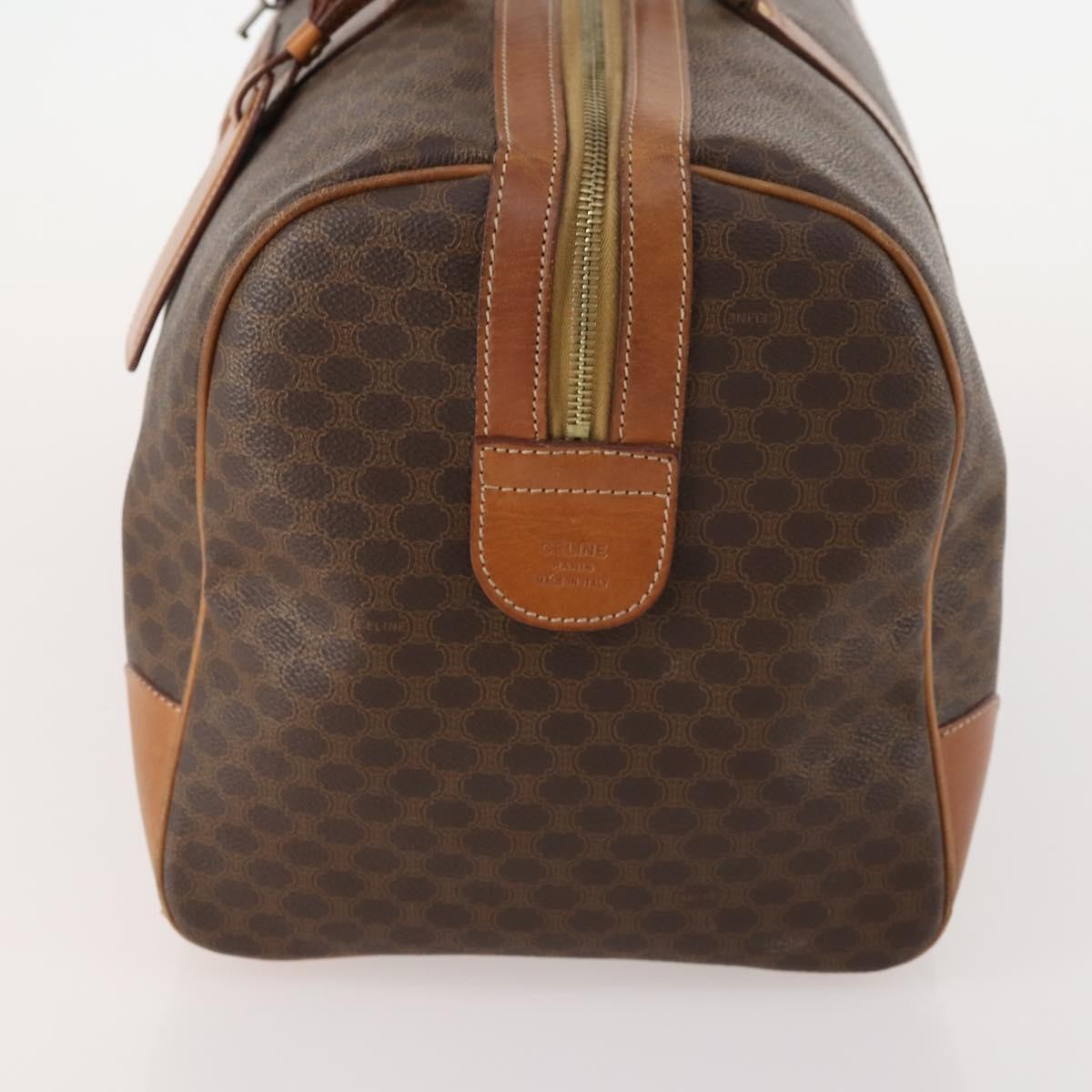 Celine Vintage Macadam Boston Canvas And Leather Brown Canvas Travel Bag Bag (Pre-Owned)