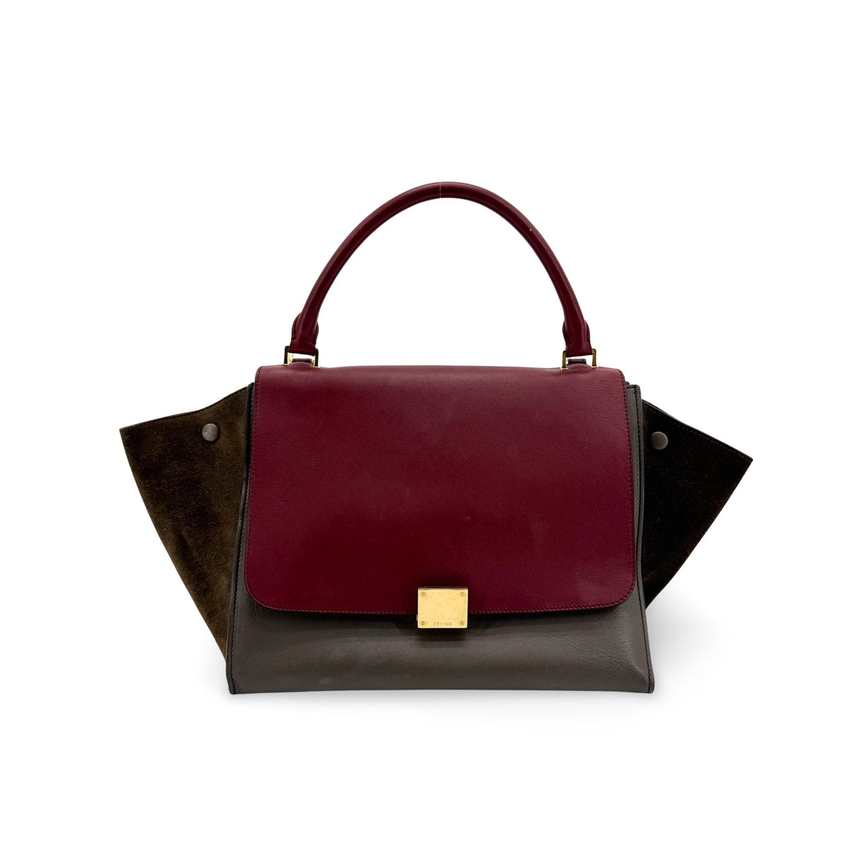 Celine Tricolor Trapeze Leather Brown Leather Handbag (Pre-Owned)