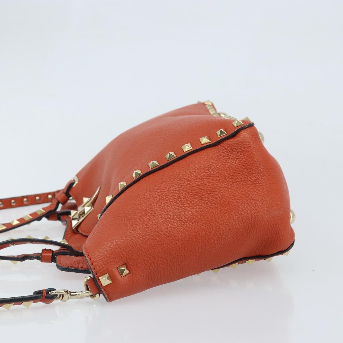 Valentino Garavani 1975 Rockstud Striped Leather Orange Leather Tote Bag Bag (Pre-Owned)