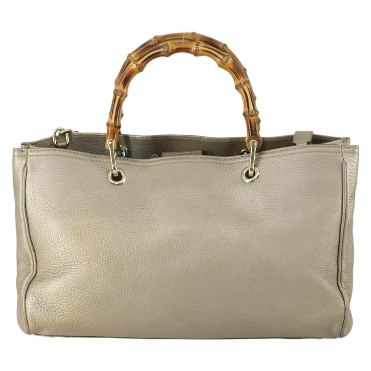 Gucci Bamboo Shopper Leather Beige Leather Tote Bag Bag (Pre-Owned)
