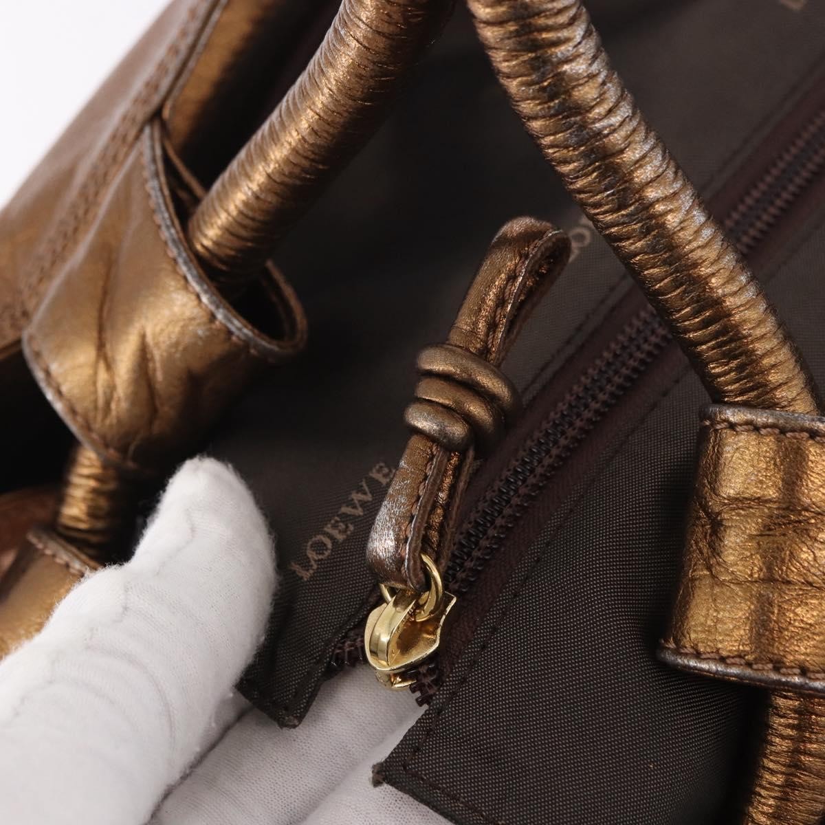 Loewe Anagram Logo Nappa Aire Hand Leather Gold Leather Handbag (Pre-Owned)