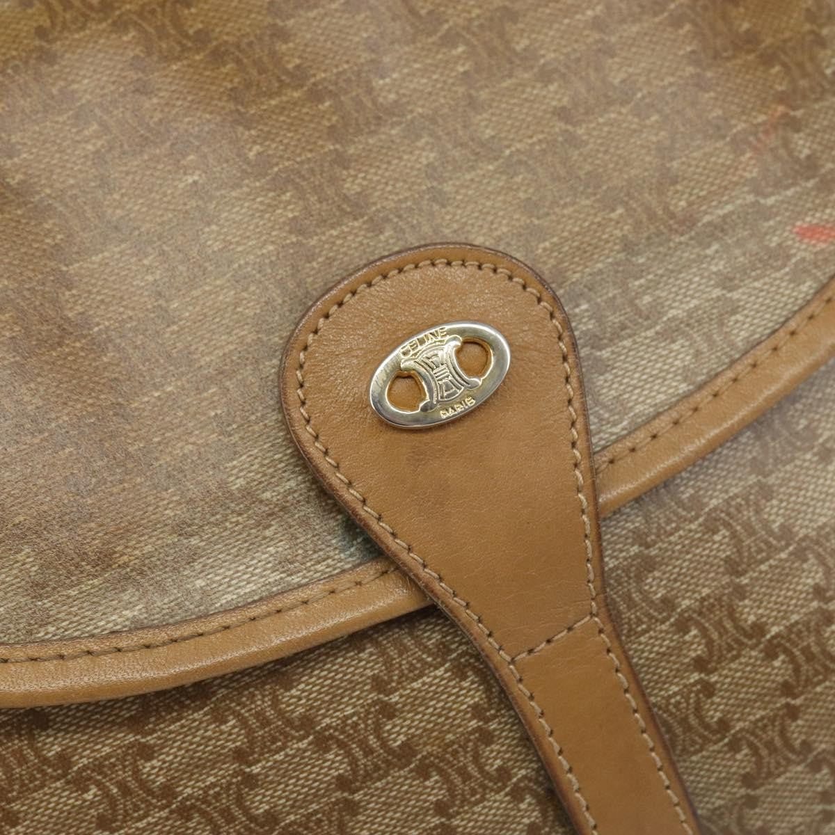 Celine Vintage Macadam Canvas And Leather Beige Canvas Shoulder Bag Bag (Pre-Owned)