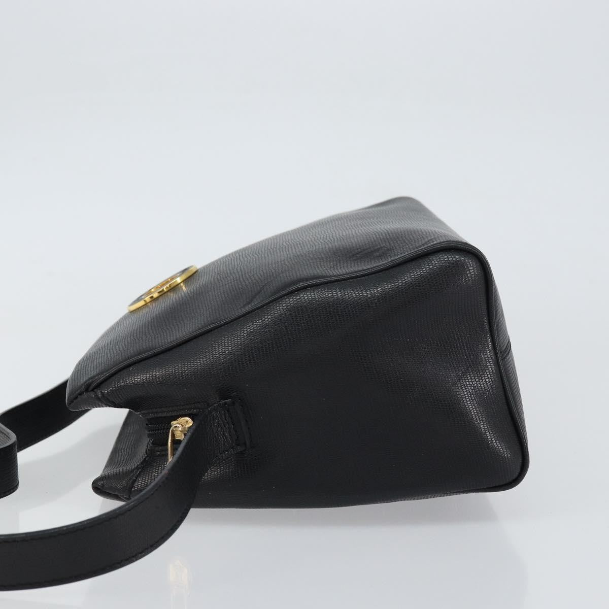 Celine Circle Logo Leather Black Leather Shoulder Bag Bag (Pre-Owned)