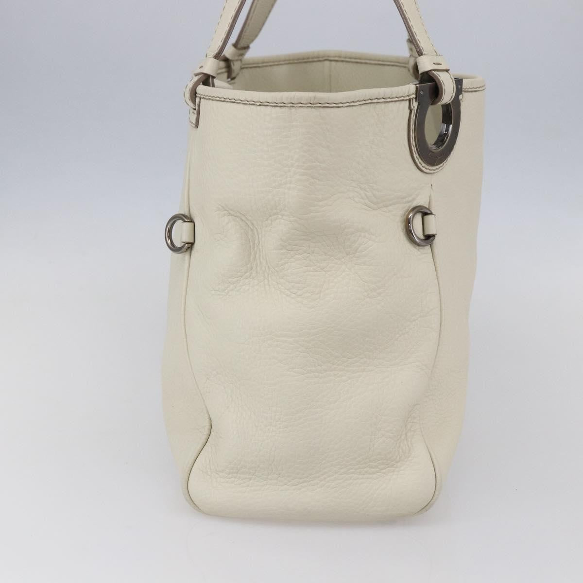 Salvatore Ferragamo Vintage Leather White Leather Tote Bag Bag (Pre-Owned)