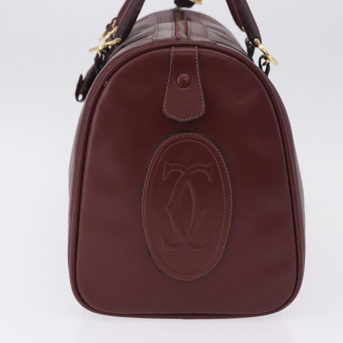 Cartier Must De Cartier Boston Leather Burgundy Leather Travel Bag Bag (Pre-Owned)