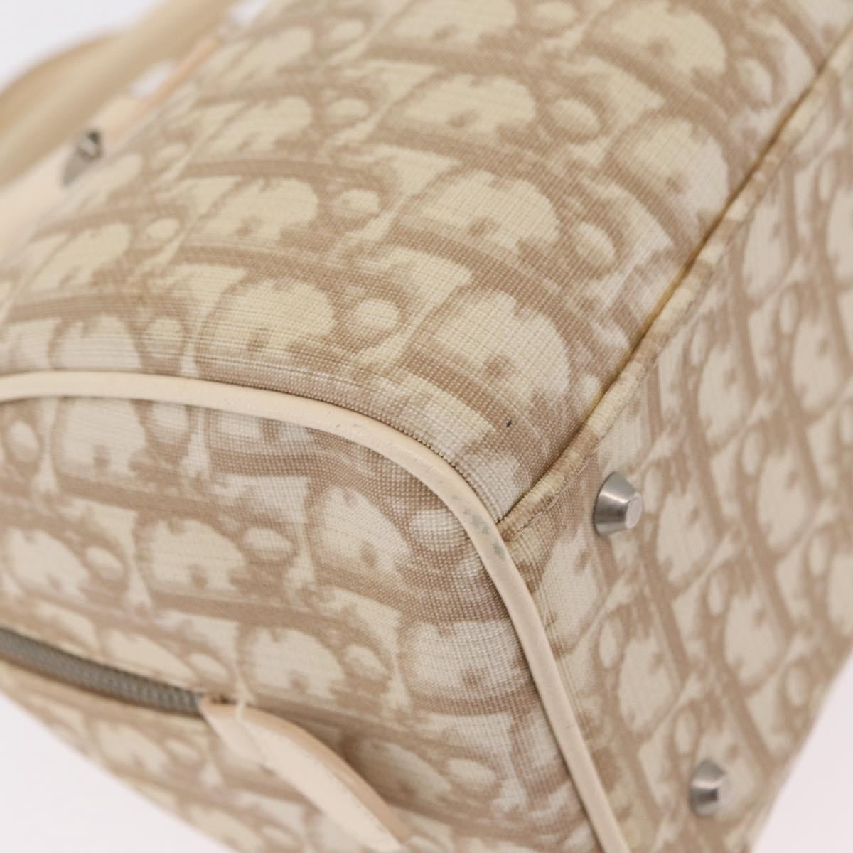 Christian Dior Vintage Boston Diorissimo Canvas Beige Canvas Handbag (Pre-Owned)