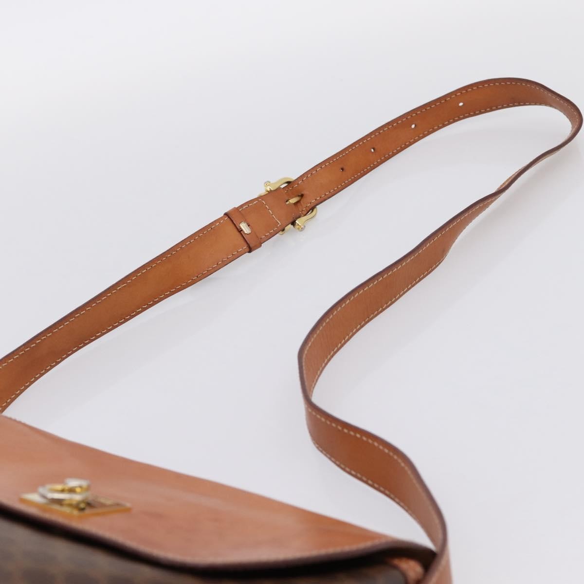 Celine Macadam Leather Brown Canvas Shoulder Bag Bag (Pre-Owned)