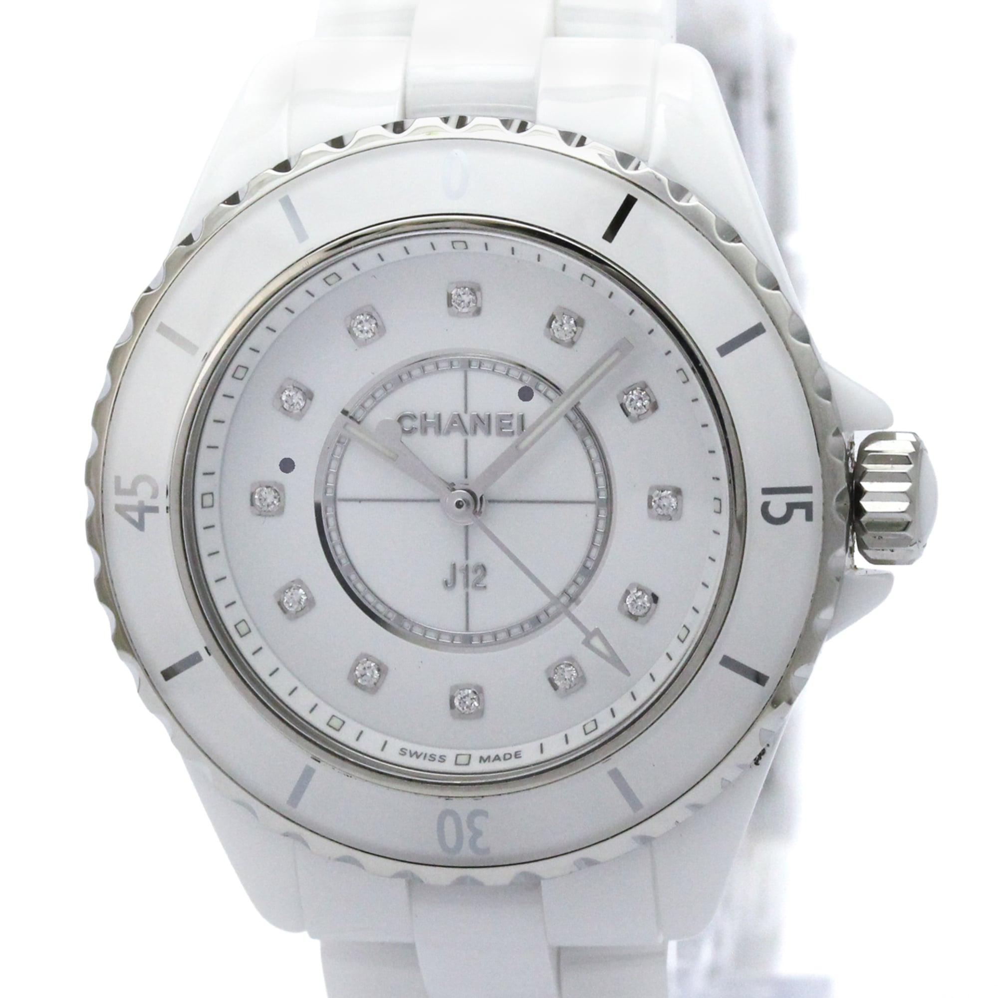 Chanel J12 Quartz Ceramic And Stainless Steel With Diamond Markers Watch (Pre-Owned)