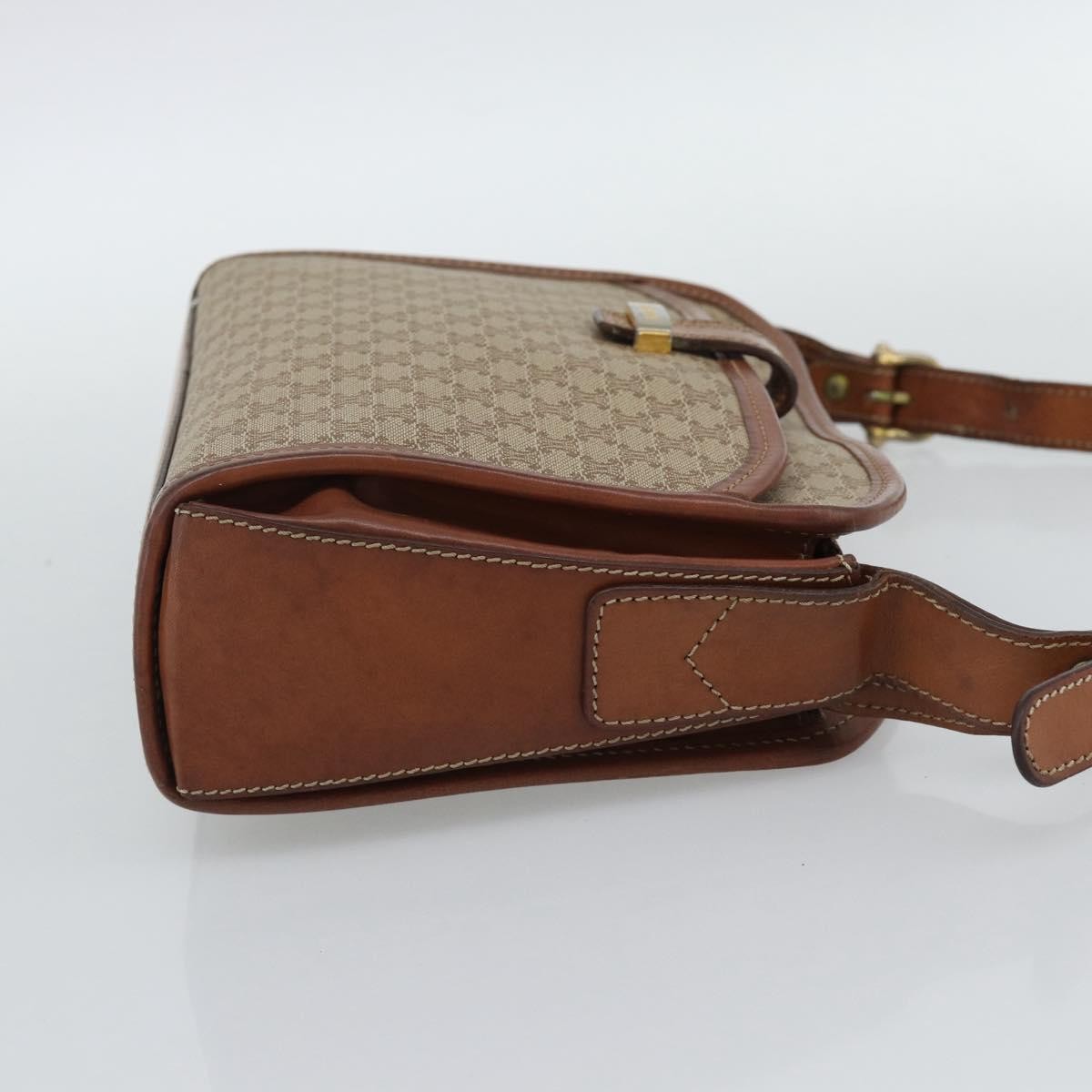 Celine Vintage Macadam Canvas And Leather Beige Canvas Shoulder Bag Bag (Pre-Owned)