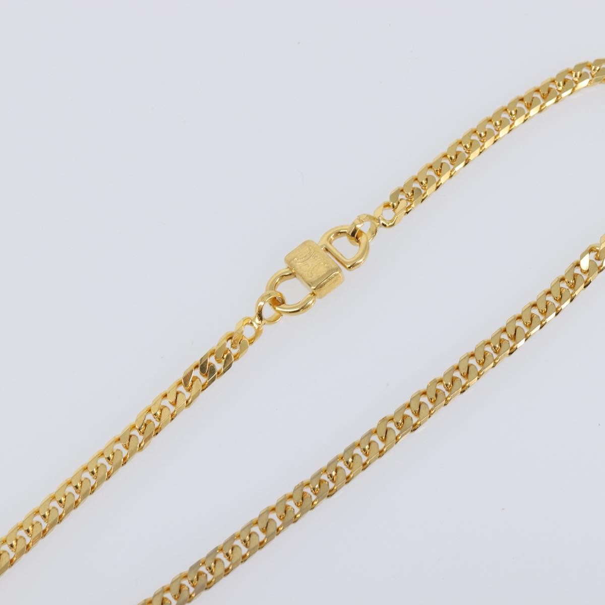 Celine Vintage Logo Circle Pendant Metal Gold Metal Necklace Jewelry (Pre-Owned)