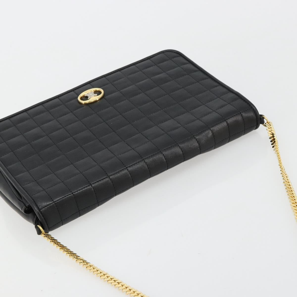 Celine Flap Shoulder Leather Black Leather Shoulder Bag Bag (Pre-Owned)