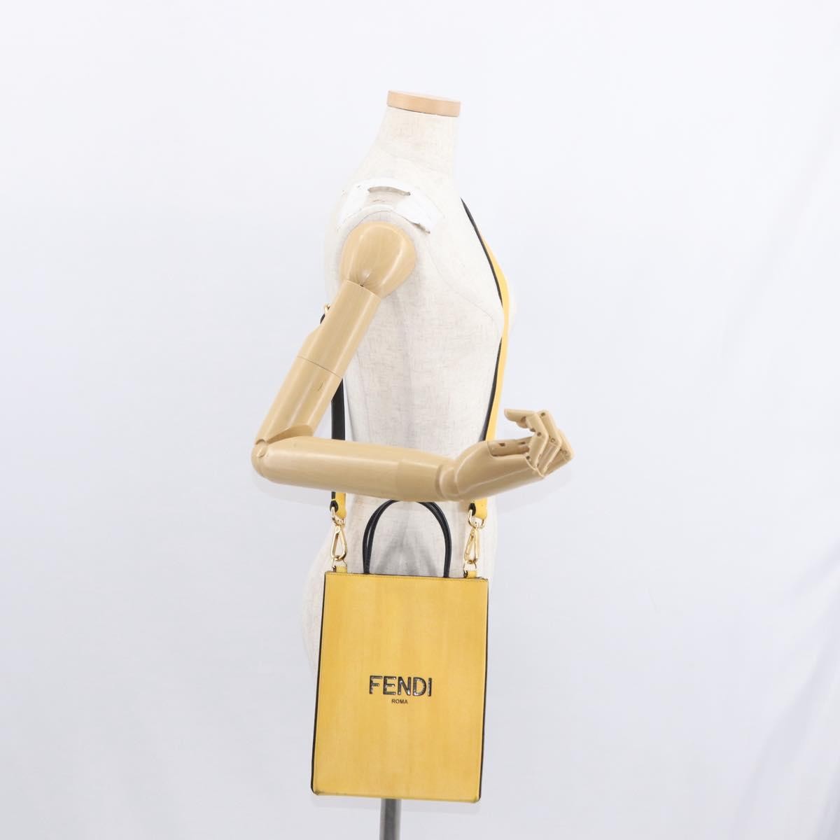 Fendi Pack Shopping Tote Leather Yellow Leather Handbag (Pre-Owned)