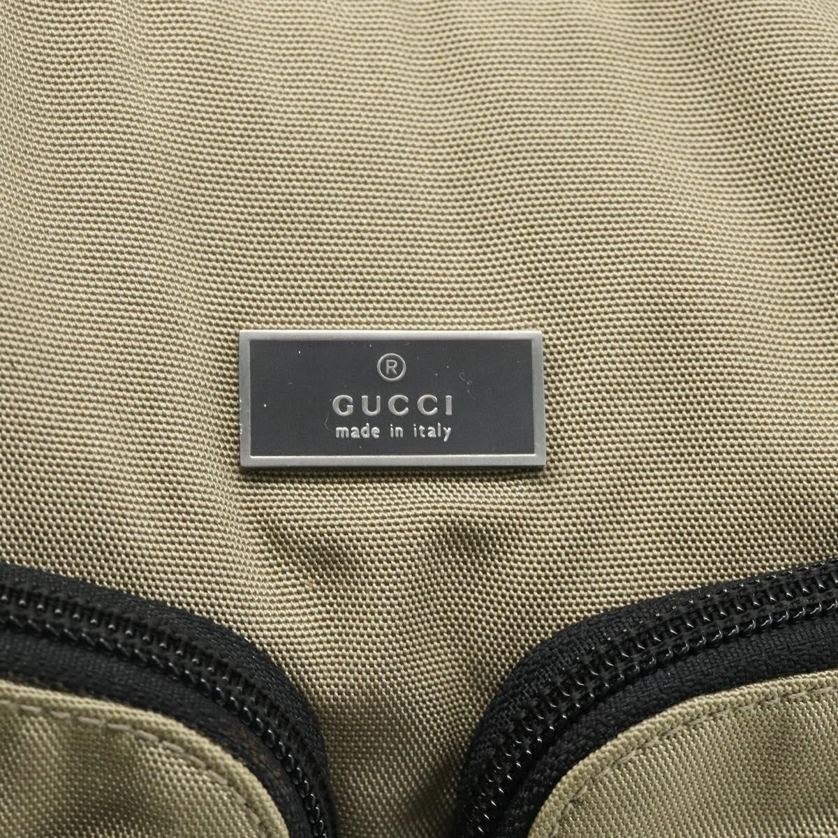 Gucci Double Pocket Hobo Nylon Beige Nylon Shoulder Bag Bag (Pre-Owned)