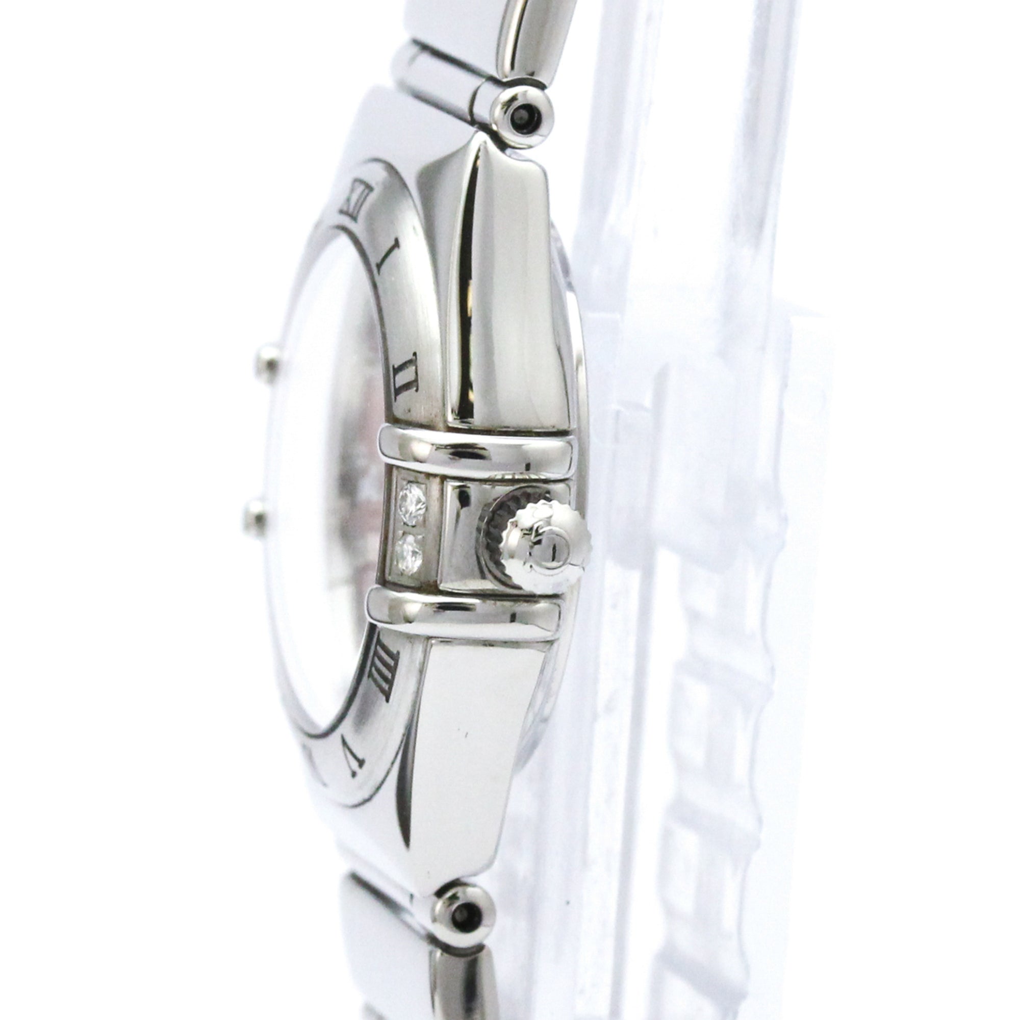 Omega Constellation Quartz Stainless Steel With Diamond Bezel And Mother Of Pearl Watch (Pre-Owned)