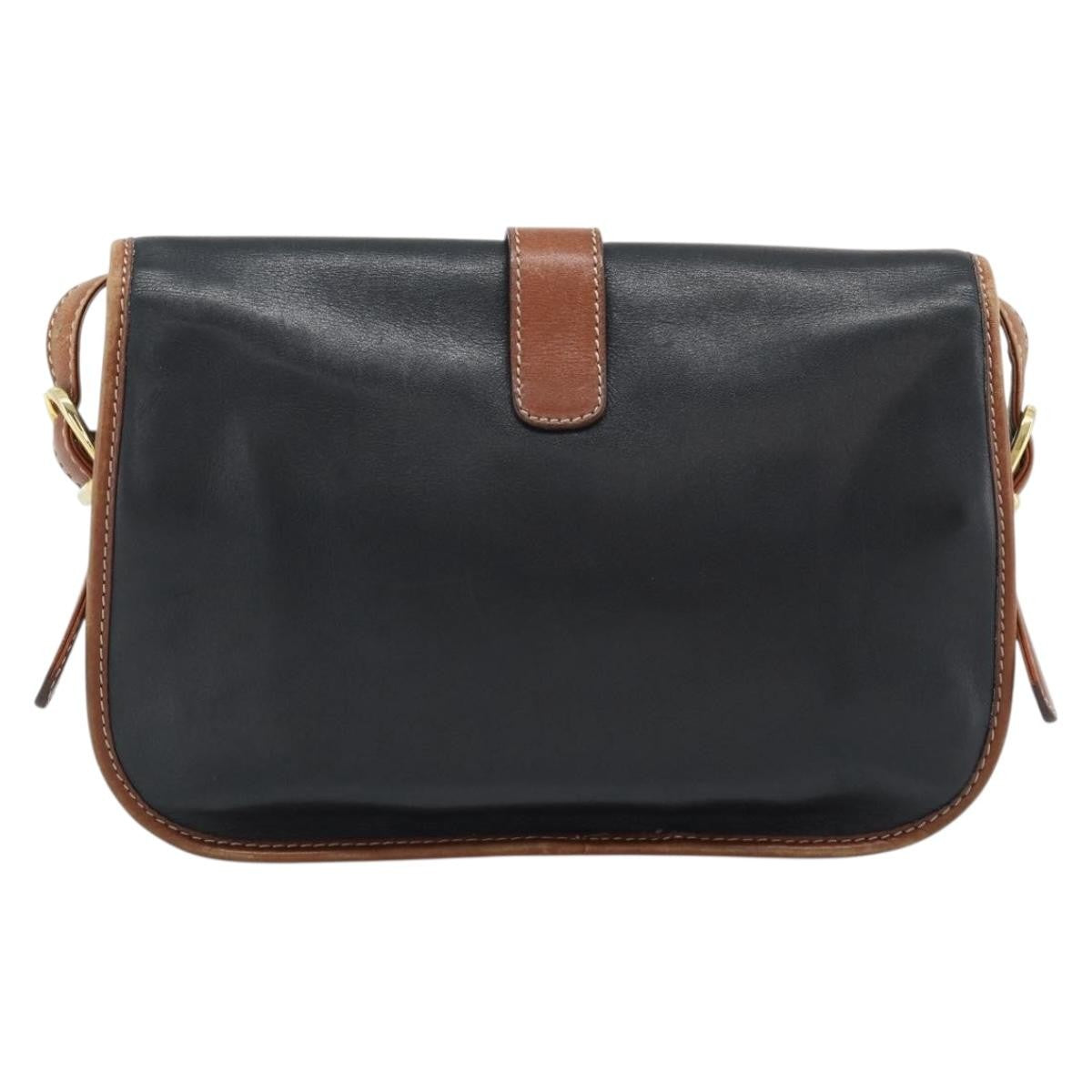 Celine Flap Shoulder Leather Black Leather Shoulder Bag Bag (Pre-Owned)