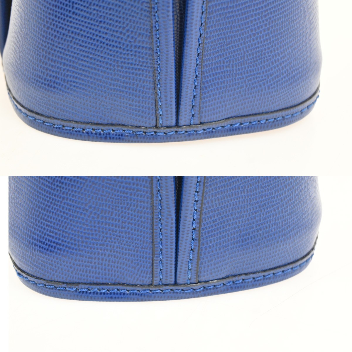 Celine Vintage Circle Logo Leather Blue Leather Handbag (Pre-Owned)