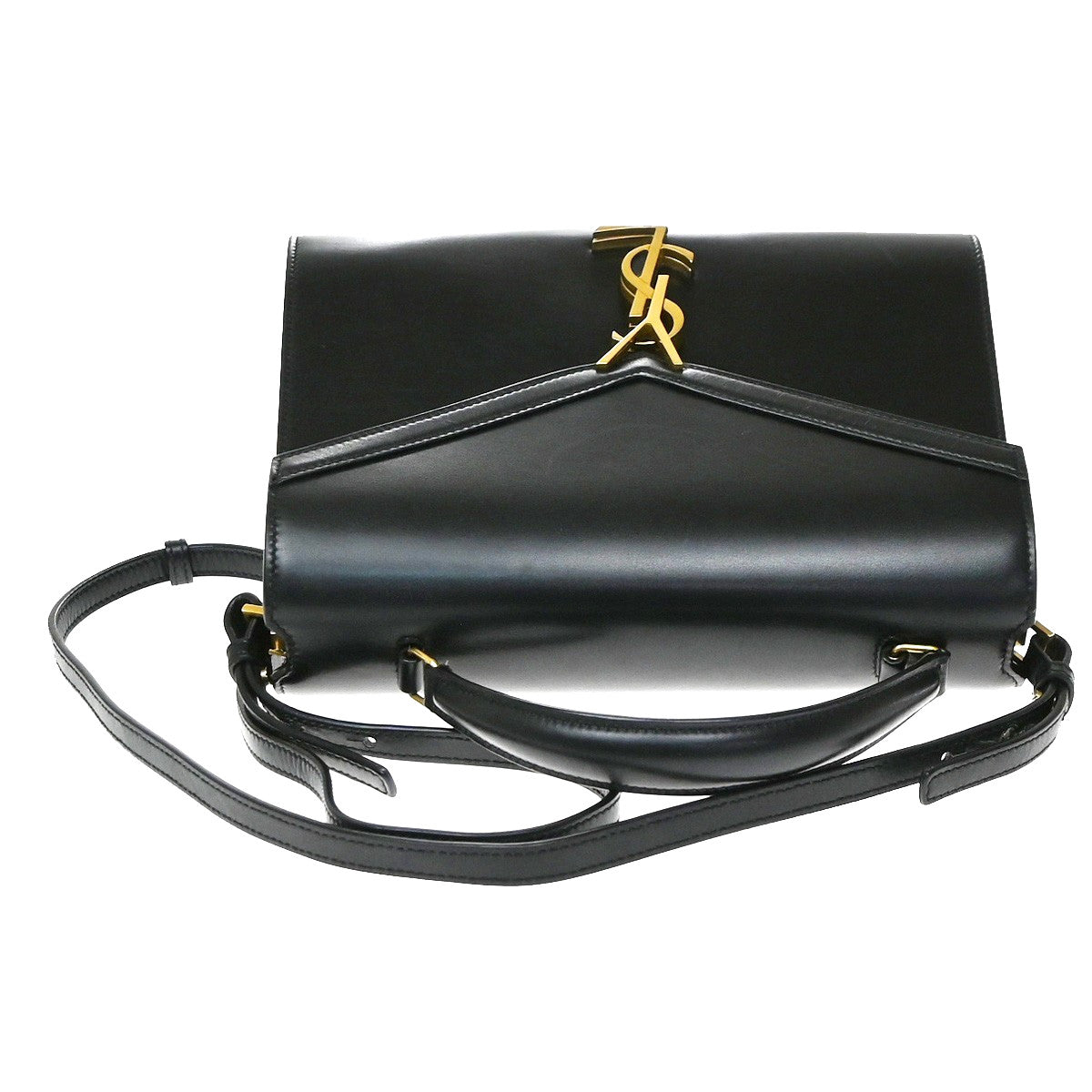 Saint Laurent Cassandra Leather Black Leather Shoulder Bag Bag (Pre-Owned)