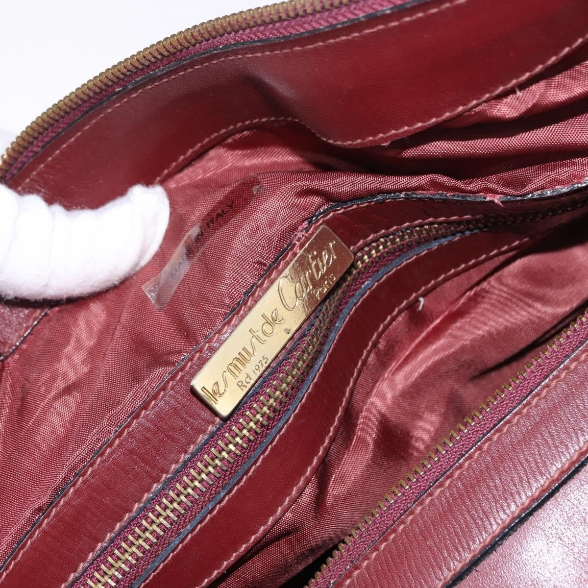 Cartier Must De Cartier Boston Leather Burgundy Leather Travel Bag Bag (Pre-Owned)