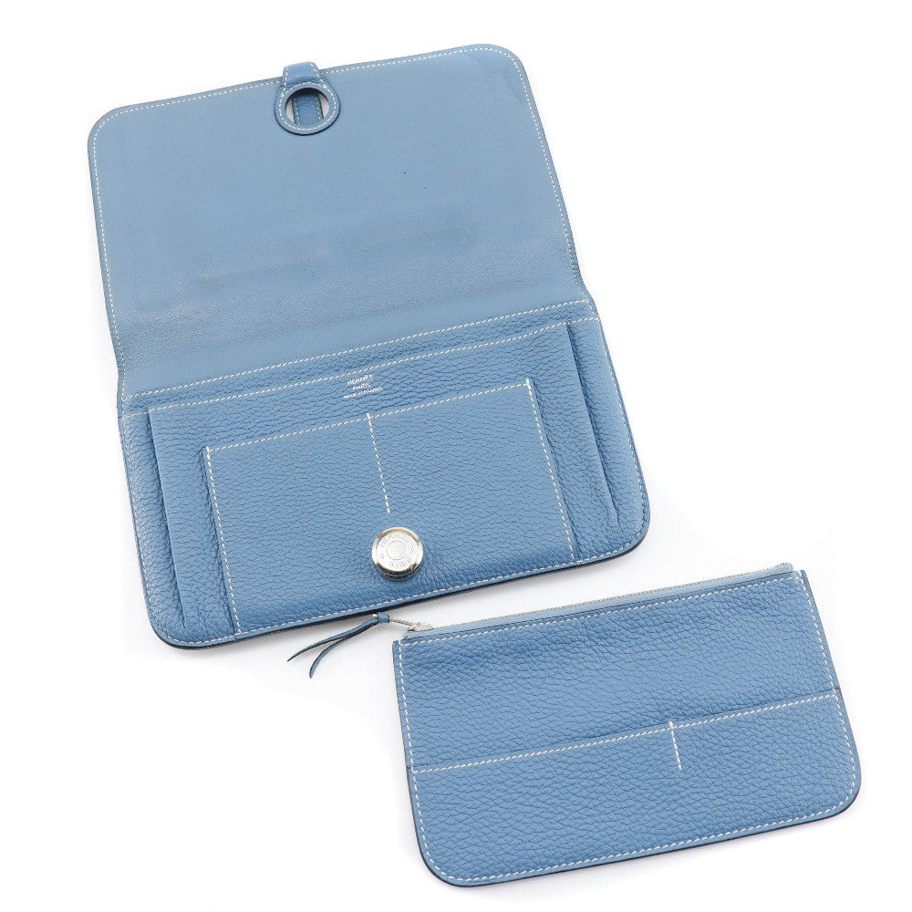 Hermes Dogon Duo Combined Leather Blue Leather Wallets Accessory (Pre-Owned)