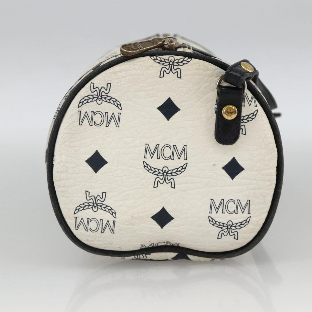 MCM Visetos Leather White Leather Shoulder Bag Bag (Pre-Owned)