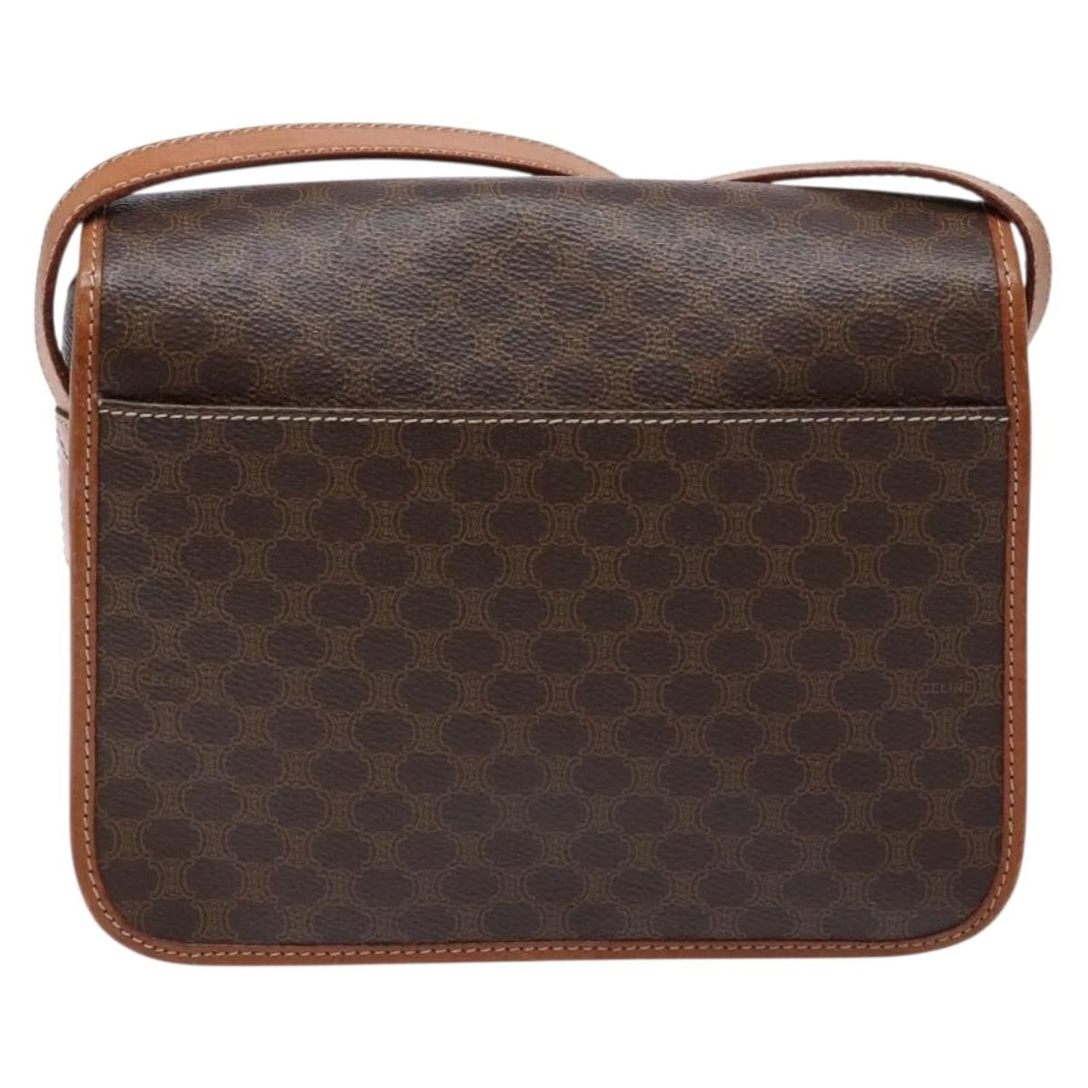 Celine Macadam Shoulder Pvc Leather Brown Canvas Bag (Pre-Owned)