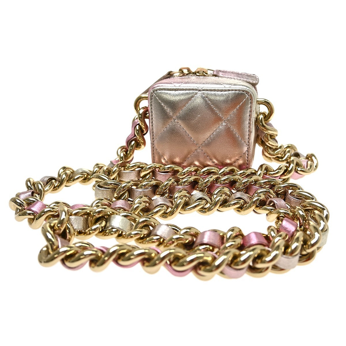 Chanel Like A Wallet Clutch With Chain Quilted Gradient Metallic Lambskin Pink Leather Shoulder Bag Bag (Pre-Owned)