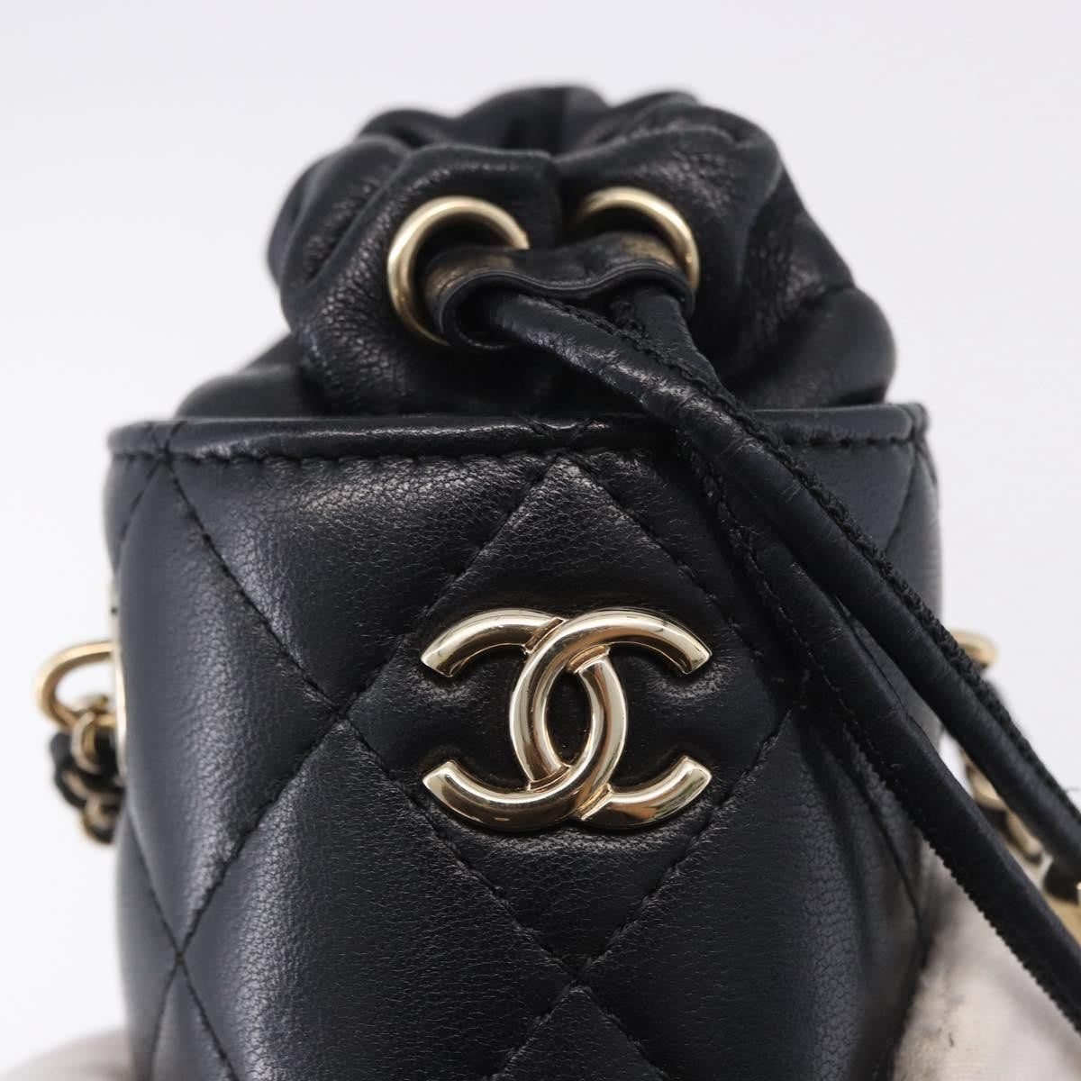 Chanel Drawstring Bucket With Chain Quilted Lambskin Black Leather Shoulder Bag Bag (Pre-Owned)