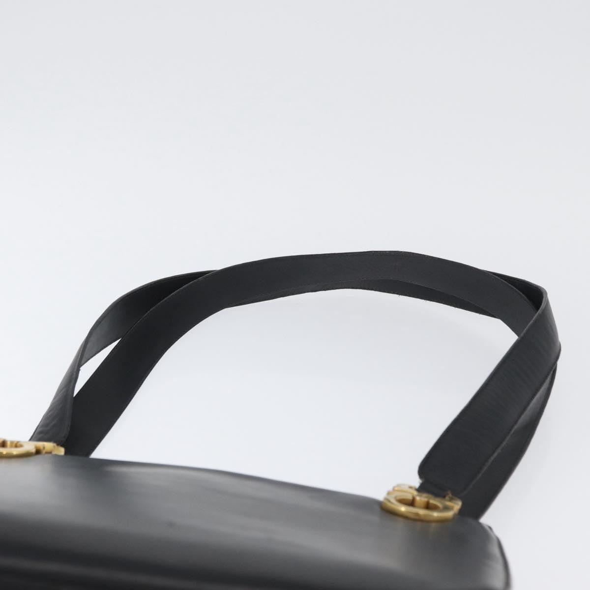Salvatore Ferragamo Gancini Tote Leather Black Leather Tote Bag Bag (Pre-Owned)