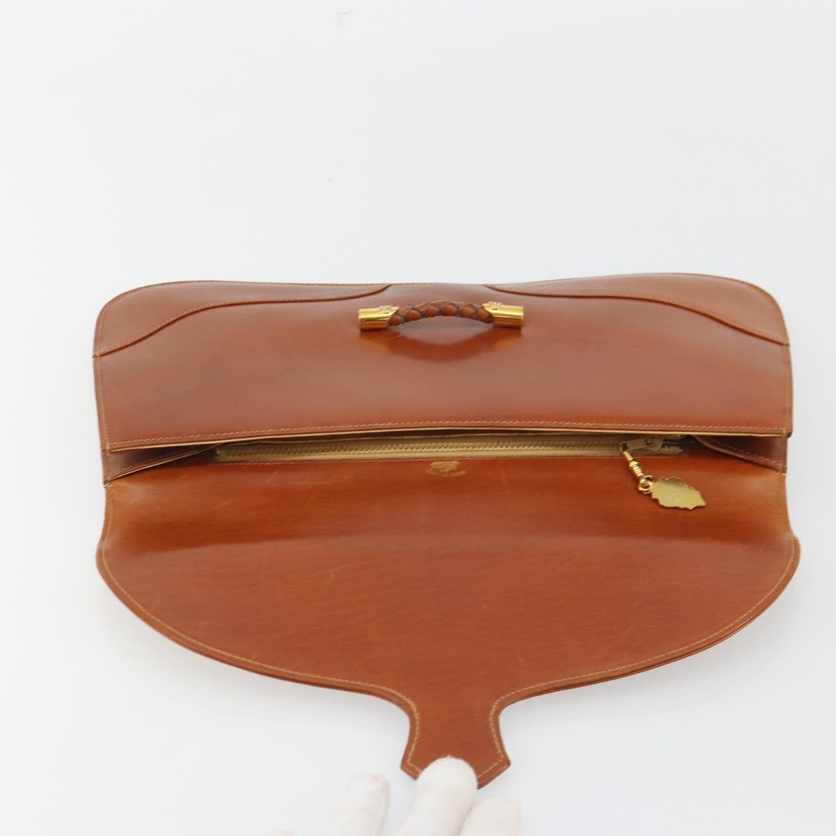 Gucci Vintage Clutch Leather Brown Leather Clutche & Pouche Bag (Pre-Owned)