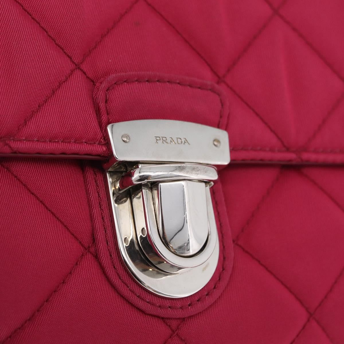 Prada Pushlock Chain Flap Quilted Tessuto Pink Nylon Handbag (Pre-Owned)