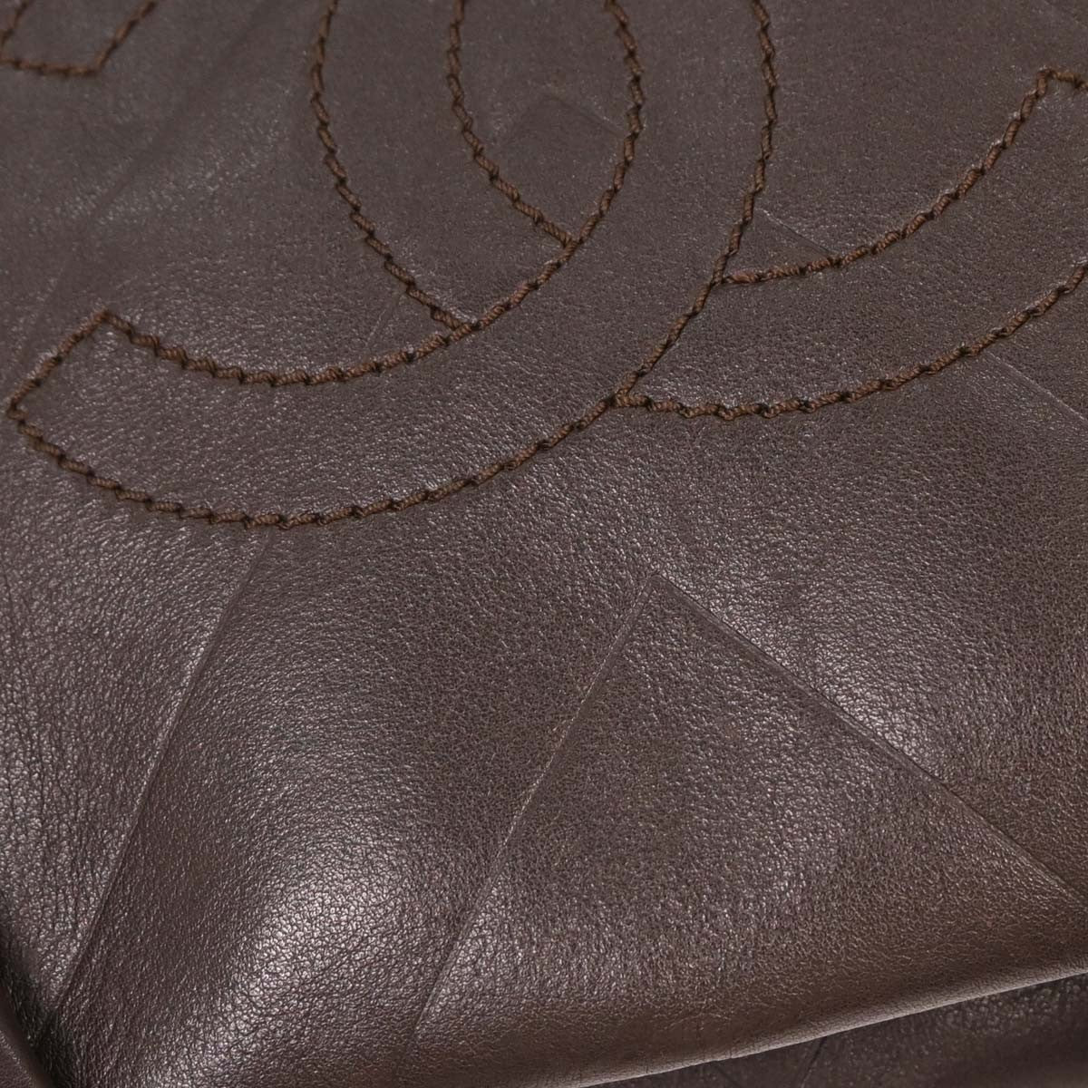 Chanel All Day Long Chevron Leather Brown Leather Tote Bag Bag (Pre-Owned)
