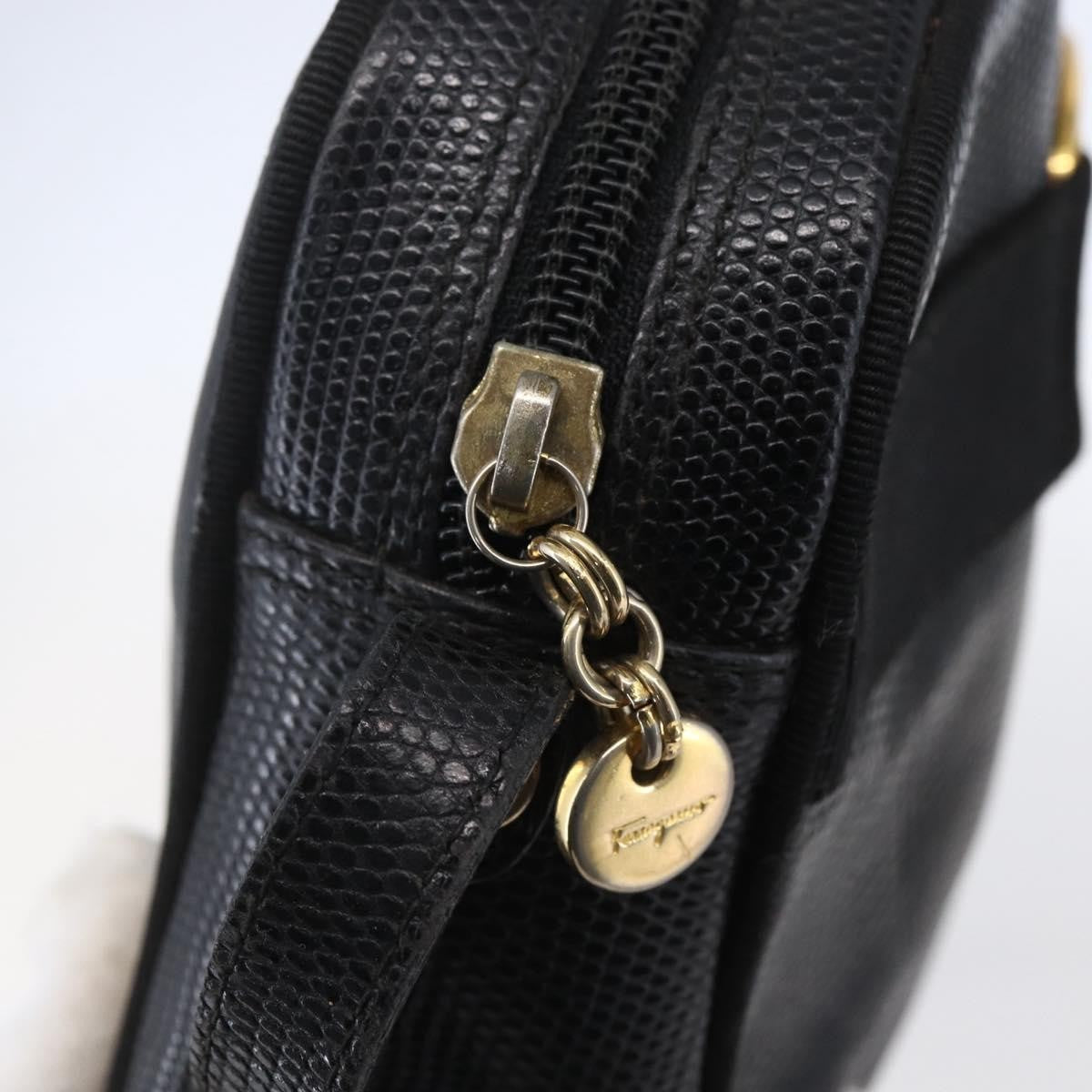 Salvatore Ferragamo Vara Bow Camera Leather Black Leather Shoulder Bag Bag (Pre-Owned)