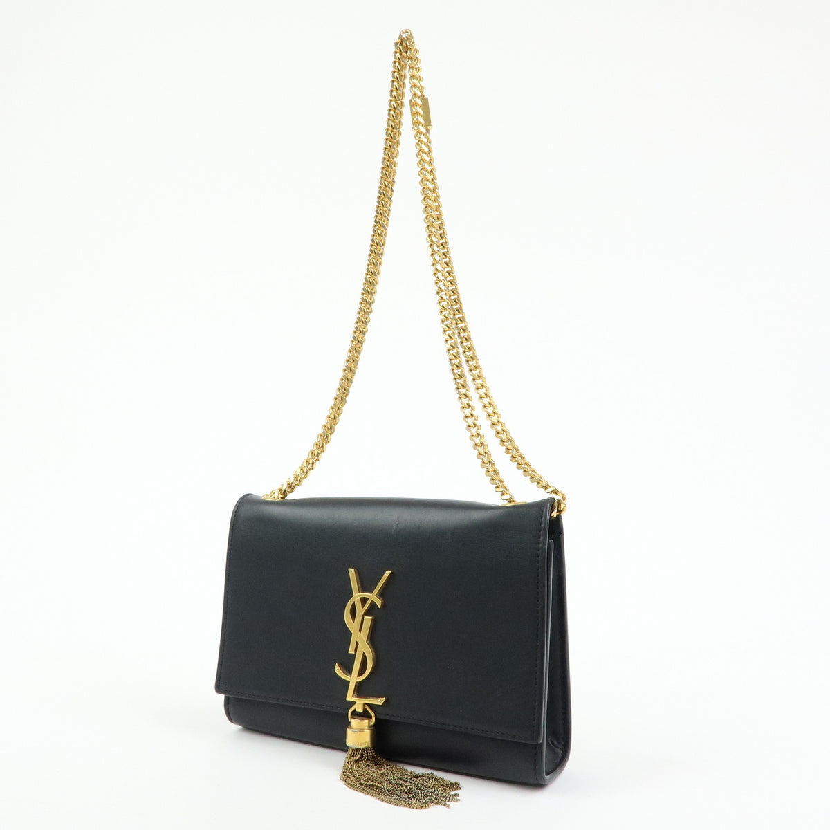 Saint Laurent Classic Monogram Tassel Leather Black Leather Crossbody Bag Bag (Pre-Owned)