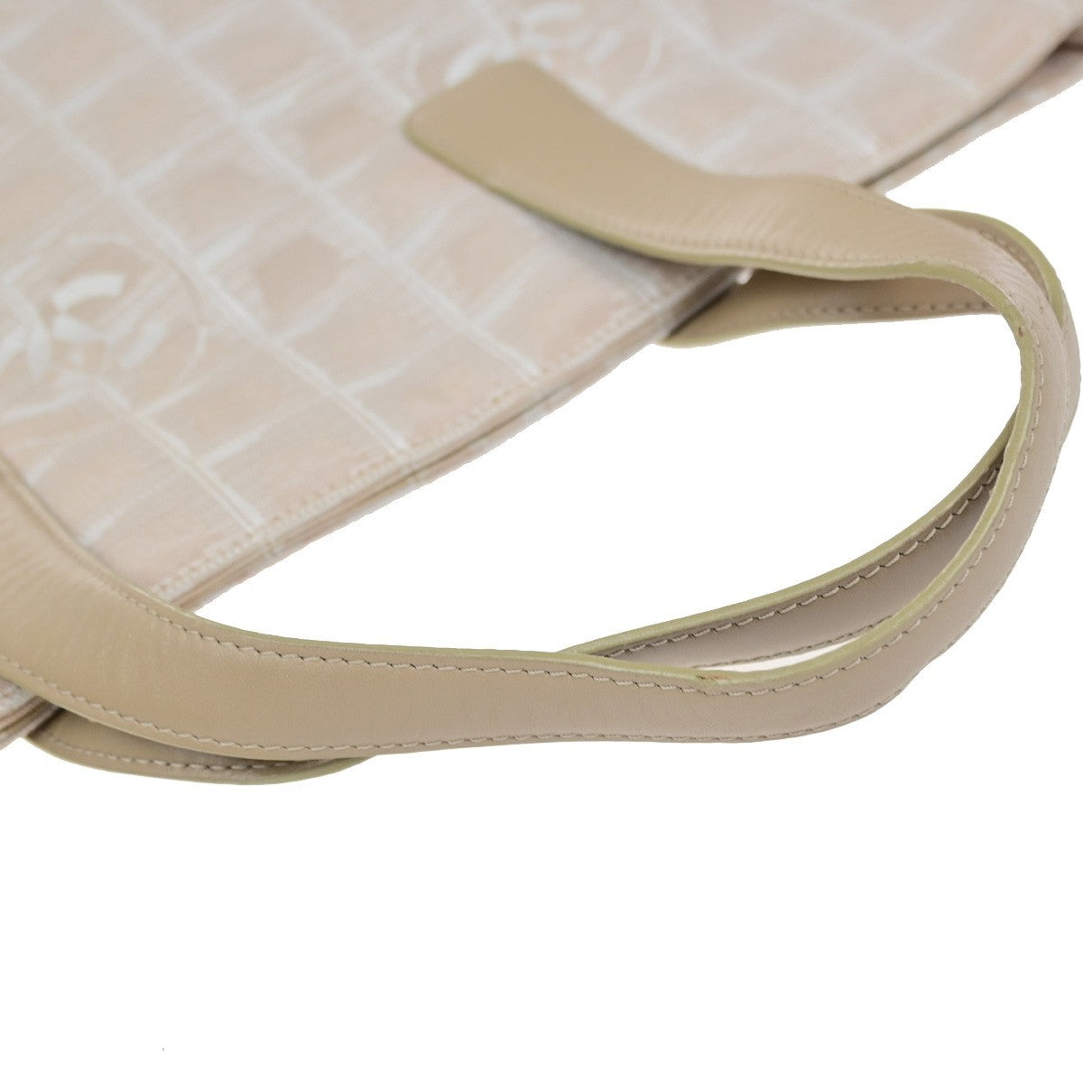 Chanel Travel Line Tote Nylon Beige Nylon Tote Bag Bag (Pre-Owned)
