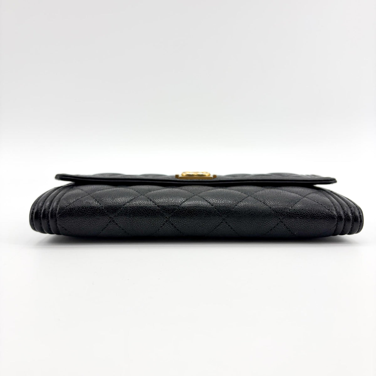 Chanel Boy Flap Quilted Caviar Black Leather Wallets Accessory (Pre-Owned)